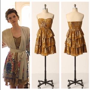 Gold/ Bronze strapless Moulinette Soeurs dress size 4.